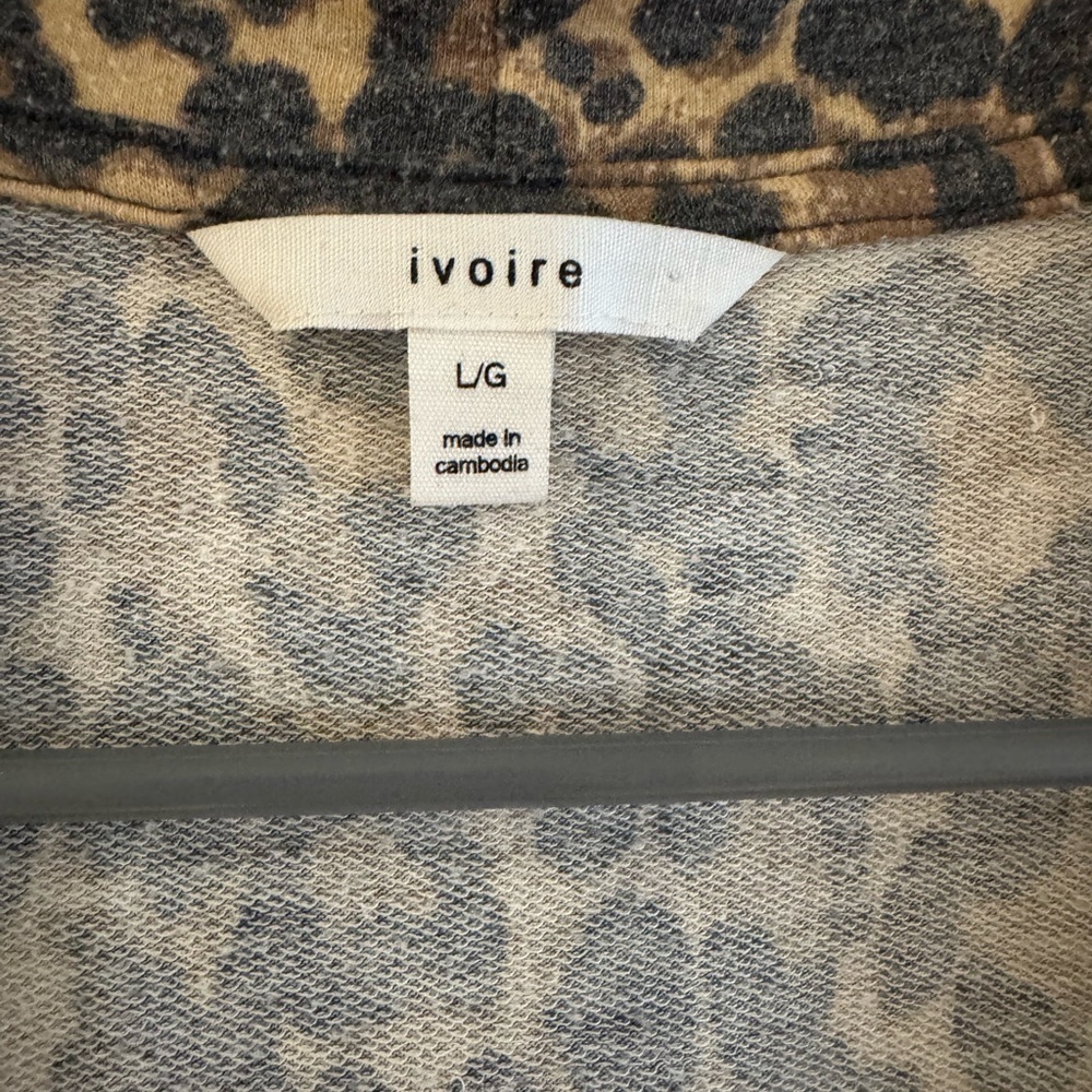 Ivoire Leopard Print Open Front Cardigan Sweater size Large - Picture 4 of 8